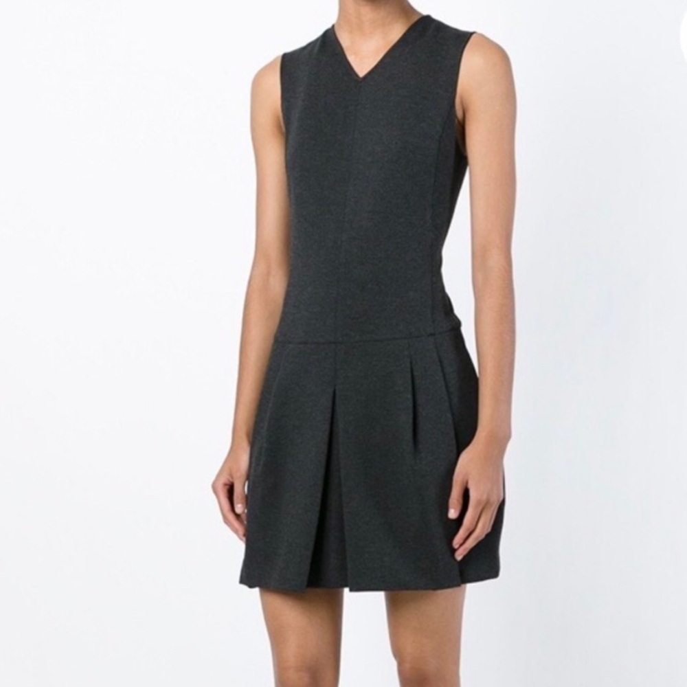 Vince Ponte Sleeveless Drop Waist Pleated Dress Size 6 Gray Business Casual